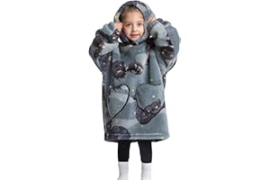 JOREAY Kids Oversized Blanket Hoodie, Little Girls Boys Snuggle Fleece Hooded Wearable Blanket, Fluffy Giant Sweatshirt for Toddler