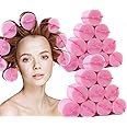 Foam Sponge Hair Curl Roller Soft Sleeping Rollers Curvy Wavy Hairstyle Curling Hair Styling Tools 24 Pieces Use for Long Hair Short Hair Ladies and Children Creating Hair Curls (Pink, one size)