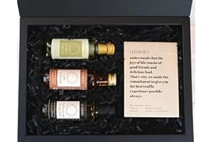 ‎LUSSIERO Lussiero Geschenkbox - Feinschmecker - Geschenkset aus weißem (100ml), schwarzem (100ml) und Chili-Trüffel-Öl (100ml) Feinkost Präsentbox