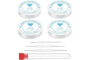 ZHTULCK 4 Spule Gummiband für Armbänder, 0.4mm 0.6mm 0.8mm 1.0mm Elastisches Armband mit Perlennadel, Armband Gummiband Elastisch für DIY-Schmuck, Armband-Herstellung und -Design.