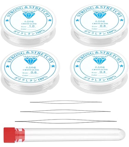 120m Filo Elastico Per Perline Trasparente 0,6mm - Cordino Elastico Per Braccialetti Fai Da Te, Con Aghi E Forbici, Scatola Antigroviglio