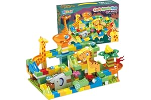 TORLAIST 200 Pcs Marble Run, Dinosaur Marble Rush Building Blocks with 10 Marbles, High precise Construction Toys for Boys & Girls, Educational STEM Toys Gift for Kids Ages 3 4 5 6 7 8 Years