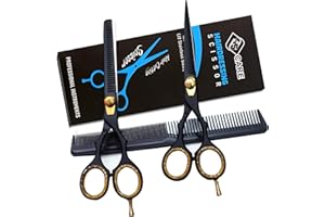 YSCARE Hairdressing Barber Hair Scissors for Hairdressers Barbers Stainless Steel texturising Shears Hair Cutting Shears - for Salon Barbers Shears for Men, Women, Children (Set)