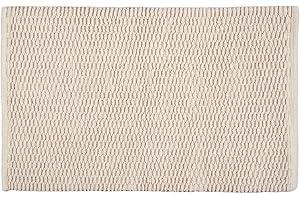 WENKO Scendibagno Mona, moderno scendibagno con design intrecciato, 100% cotone, accessorio per bagno con lato inferiore antisdrucciolo, tappetino bagno 50 x 80 cm, versatile, lavabile, grigio scuro