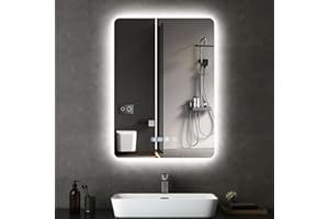 Bellanny Espejo Baño con Luz, 70×50cm Espejo de Pared, LED Espejos Retroiluminado con Función Antivaho, 3000K/4000K/6500K Regulable,Ajuste de Brillo,Memoria, IP44 para Case,Hotel, Horizontal/Vertical