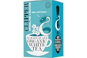 CLIPPER NATURAL, FAIR & DELICIOUS Clipper Organic White Tea Bags | 40 Bags of White Tea from China | for Home or Office | Herbal Tea Bags | Natural, Unbleached Teabags | Sustainable, Plant-Based & Biodegradable Teabags