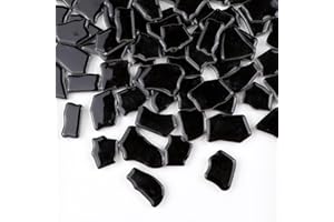 BTMIEY Azulejos de mosaico de cerámica irregulares de 500 g, piezas de mosaico de 2 a 4 cm, piedras para hacer mosaicos, manualidades, pasatiempos, artes, decoración de pared del hogar (negro)
