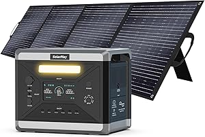 SOLARPLAY Centrale Elettrica Portatile, 2160Wh LiFePO4 Generatore Solare2400W AC Uscite, 100% in 90 Min, Emergenza Elettricità per Campeggio, Fuori Rete, Interruzioni Corrente（1*pannello solare 200w）