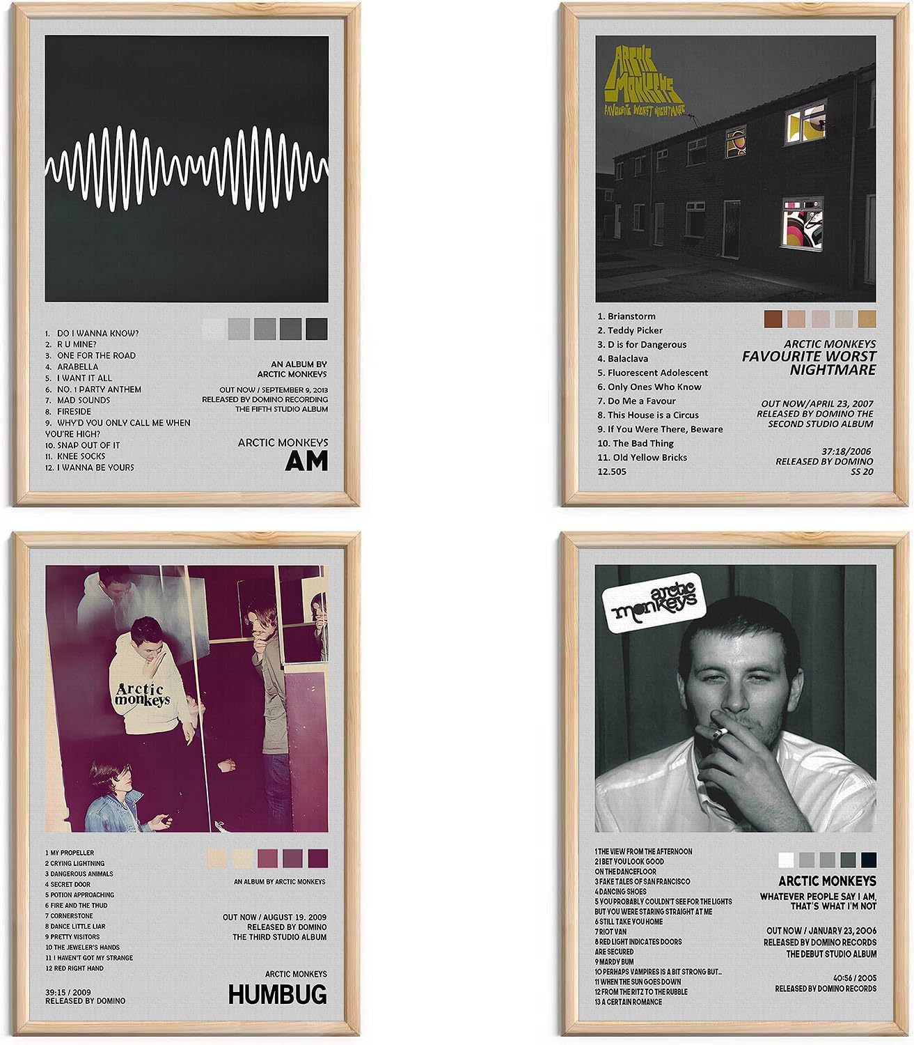 omle Arctic Monkeys Posters Music Album Cover Posters Print Set of 4 Room Aesthetic Canvas Wall Art for Girl and Boy Teens Dorm Decor 8x12 inch Unframed