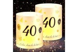 ANRUZON Originelle 20 Windlicht Tischdeko 40 Geburtstag, Deko 40. Geburtstag Frau Mann, 40 Jahre Happy Birthday Tischdeko, Geschenke zum 40 Geburtstag, Geeignet für Teelichter oder Kerzen