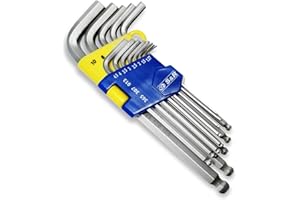 S&R Jeu Clés Allen Longues Btr. Clés Six pans mâle 13 pcs. 1,27 à 10 mm avec Sphère pour Vélos, Motos, Voitures, Meubles, Électroménagers