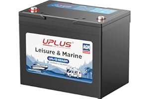 UPLUS NEW TECHNOLOGY BATTERY UPLUS Deep Cycle Leisure Battery replace for 70AH / 65AH / 60AH 12V 62.4AH(C20) 70.8AH(C100), for Marine/Caravan Agm Maintenance Free UPL-12-60AGM 260Lx168Wx214H(mm)