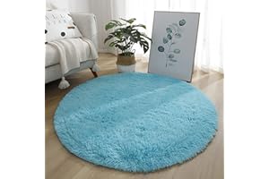 KAYBTNT Round Rug, Fluffy Shaggy Aesthetic Circle Rug, Plush Washable Non-Slip Soft Area Circular Fuzzy Rugs, Cute Carpet for Kids Baby Nursery Girls Living Room Bedroom Home,Royal Blue,60cm/24inch