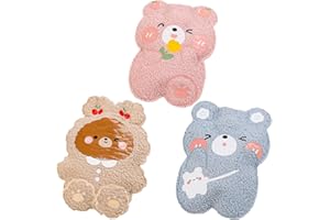 KASESSS 3 Stück Wärmflasche Kein 350ML, Niedlich Wärmeflasche mit Bezug, Wärmflasche Kinder Erwachsene, Auslaufsicher Wärmflaschen, Hot Water Bottle Plüsch, Bettflasche Handwärmer für Innen,Draussen