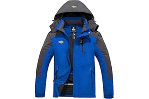 Wantdo Męska Kurtka Narciarska, Ciepła Kurtka Zimowa, Polarowa, Wodoszczelna, Oddychająca Kurtka Outdoorowa, Z Kapturem, Wiatrówka