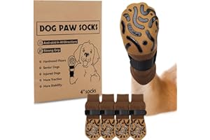 PICK FOR LIFE Lot de 2 paires de chaussettes antidérapantes pour chien, douces, pour la protection des pattes des chiens, avec fermeture Velcro réglable, pour l'intérieur