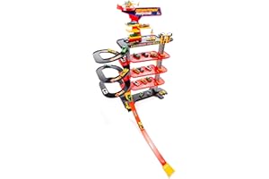 M MOLTO MOLTO | Parking de Juguete 5 Plantas Downtown – Rampas, Bucles y Pista de Alta Velocidad – Estaciones de Servicio y Plataforma para Helicóptero