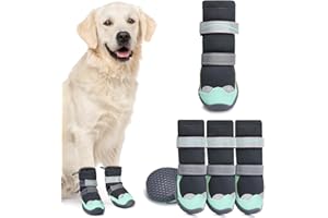 SlowTon Buty dla psów - Zimowe wodoodporne buty dla psów, ciepłe śniegowce z antypoślizgową gumową podeszwą i odblaskowymi paskami dla małych i dużych psów do chodzenia