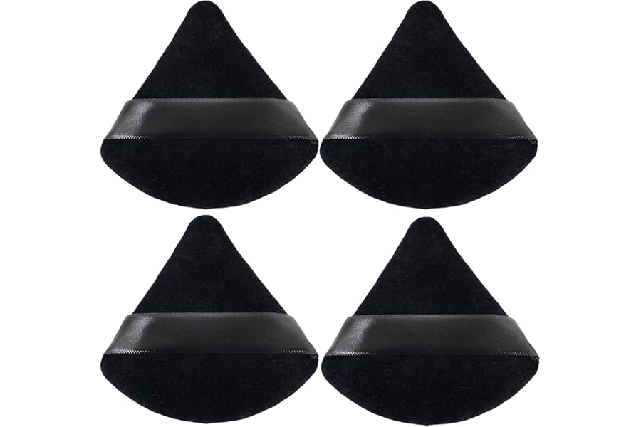 ZHIYE 4pcs Triangle Powder Puffs, Reusable Face Makeup Puff, Multifunctional Facial Makeup Tool Wet, Dry Dual-Use Makeup Sponge for BB CC Cream Liquid Foundation(BLack)
