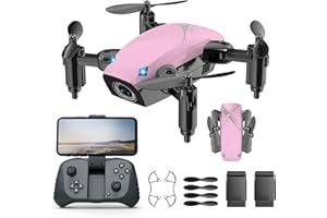 FORESTDREAM Mini Drohne für Kinder mit Kamera, faltbar, Sprach- & Gestensteuerung, Höhenhaltefunktion, Propellerschutz, 2 Akkus, RC Quadcopter, Geschenk für Jungen & Mädchen ab 8 Jahren (Rosa)