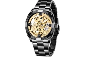 Tiong Montre Homme Montre Squelette Homme Mécanique Automatique Homme De Etanche Acier Inoxydable Montres Analogique (Argent)