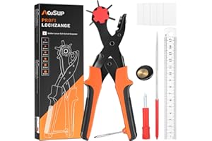 AojSup Leather Hole Punch, Professional Leather Hole Punch Plier, Belt Hole Puncher with 6 Different Sizes, Leather Punch Tool for Belts, Watch Bands, Handbag Straps, Cardboard and More