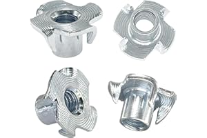 DDHOMIN 40 PCS Four Pronged T-Nuts, Galvanized Furniture Nuts for Woodworking and Office Equipment (M6*10mm)