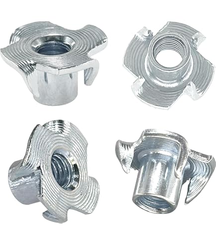Sourcing Map 1/4"-20 4 Pronged Tee Nut T-Nut For Table Legs Rock Climbing Wall Woodwork Holds