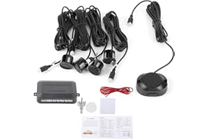 AMONIDA Système de de Recul de Capteur de Stationnement de Voiture, Kit D'aide D'aide de Recul de de Recul de Capteur de Stationnement de Voiture avec Alarme Sonore (noir)
