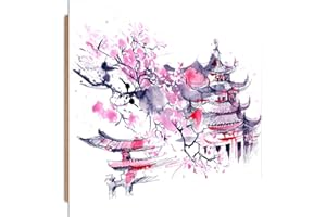 Feeby Frames, Tableau Mural, Tableau Déco, Tableau imprimé, Tableau Deco Panel, 70x100 cm, Cerisier Japonais, Abstraction, Violet