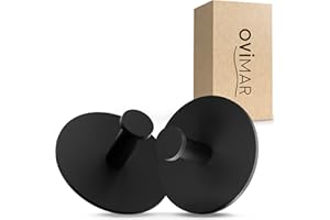 ‎OVIMAR ovimar Handtuchhaken 2er Set Danksoya ohne Bohren aus Edelstahl schwarz | als Handtuchhalter selbstklebend kann er auch als Geschirrtuchhalter oder Jackenhalter genutzt werden