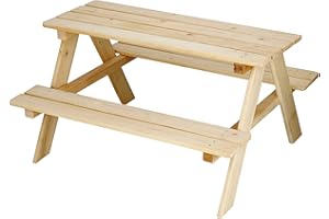 SPRINGOS Table de jardin 2 en 1 pour enfants - 90 x 79 x 50 cm - En bois massif - Pour pique-nique