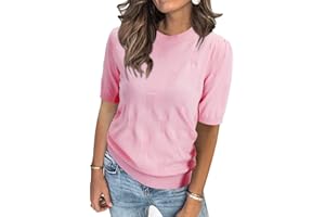 Arach&Cloz Pullover Damen Kurzarm Langarm Elegant Frühjahr Sommer Winter Strickpullover Rundhals Pulli Sweatshirt