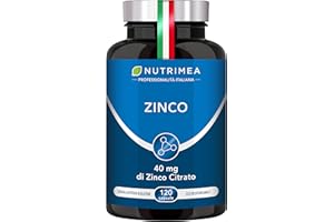 PLASTIMEA Zinco Citrato | 12,5 Mg Di Zinco Elemento Per Capsula | Alto Assorbimento | Antiossidante | Sistema Immunitario & Raffreddore | Pelle Impura e Acne | 120 Capsule Vegane