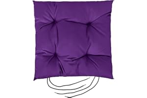 Gardenista Garden Chair Seat Cushion with Ties | Slip Free Hypoallergenic Tufted Pad | Water Resistant Thick Quality | Great for Indoors & Outdoors | Secure Ties (1 Piece, Purple)