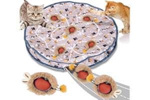 Mapille Jouet de Balle Interactif pour Chat, Automatique Jouet Interactif, Tapis avec Balle Interactive Chat, Jouet Interactif de Chasse 2 en 1 pour Chatde Chasse