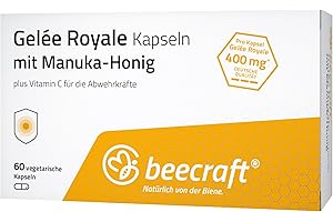 Beecraft Manuka-Honig & Gelée Royale | Wertvolle Naturkraft aus dem Bienenstock | mit Vitamin C | Ideal zur langfristigen Unterstützung & gezielten Vorsorge | 60 Kapseln | nur 1 x täglich
