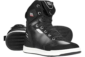 KEMIMOTO Motorrad Schuhe Herren, Motorradstiefel Causal,mit Verstärkte Schaltpads, Aktmungsaktiver Motororad High- Top-Sneaker Männer,Schwarz
