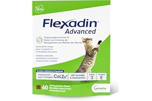 Vetoquinol Flexadin Advanced Chat - Mantenimiento de la Movilidad y flexibilidad de Las articulaciones - a Base de UCII - Fabricado en Francia - 60 Bocadillos