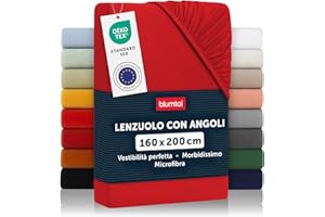 Blumtal Lenzuolo con Angoli Matrimoniale in Microfibra - 1 Pezzo, Lenzuolo Sotto con Angoli Matrimoniale, 160 x 200cm, Rosso