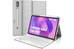 FOGARI Teclado para Lenovo Idea Tab Pro 12.7" 2025, Funda para Lenovo Idea Tab Pro 12.7" 2025 con Español Ñ Teclado Bluetooth Desmontable para Tablet Lenovo Idea Tab Pro, Gris Claro