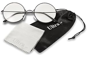 ULTRABYEASYPEASYSTORE Fancy Dress Adults Round Glasses - Aesthetic Metal Framed Classic Wizard Fake Glasses with Lenses for World Book Day Characters