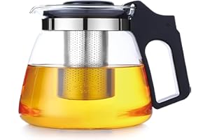 Lovegrace Glas-Teekanne mit Siebaufsatz, Hitzebeständig, Edelstahl Filter Sieb, Überhitzungsschutz, Ideal für Lose Tees (1500ml)