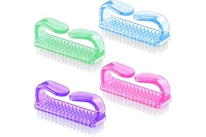 WATELL 4 Pcs Nail Brush for Everyday Use - 4 different kinds of Nail Brushes with Plastic Handle For Cleaning Nails - Easy to Use Brushes - Nail Cleaning Scrubbing Brush for Hands Feet Nails