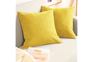 Blumtal Federe Cuscini Divano in Ciniglia, Copricuscini Divano, Federe Cuscino Divano, 2 Pezzi, 40 x 40cm, Senape