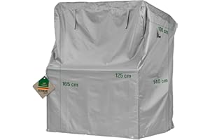 Mehr Garten Strandkorb Schutzhülle winterfest, 125x100x165/140 cm, grau, Oxford 600D Gewebe, Strandkorbhülle wasserdicht, UV-beständig und wetterfest, Abdeckung Strandkorb