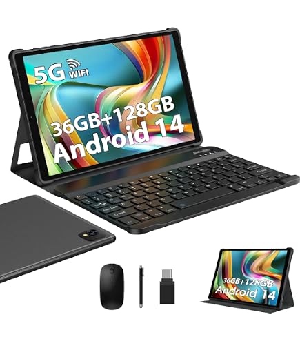 Tablet YESTEL 10 Pollici Android 13 – 12GB RAM (6+6) + 128GB ROM, WiFi 5G, Octa-Core 2.0GHz, 6000mAh, Tastiera Inclusa, Nero