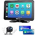 VANTRUE Wireless Apple CarPlay & Android Auto, 7 Inch Touchscreen Portable Car Stereo, 1080P Rear Backup Camera Reverse Assistance, Car Audio with Siri/Google Voice Assistance, P1 Car Radio AUX/FM/GPS