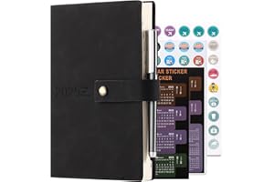 HOLDERZWU Agenda accademica 2025, da gennaio 2025 a dicembre 2025, formato A5, con un giorno per pagina, copertina rigida, penna, segnalibro, schede mensili, adesivi e tasca interna, 14,5 x 21,5 cm (nero)