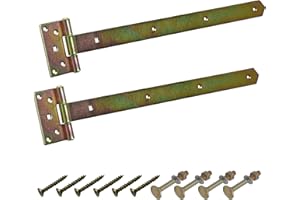 BRESKO Kreuzgehänge verzinkt T-Bänder Scharnier Torband Ladenband Türbänder Werfgehänge schwer 2er Set mit Schrauben (Gelb, 600x65x110x4 mm)